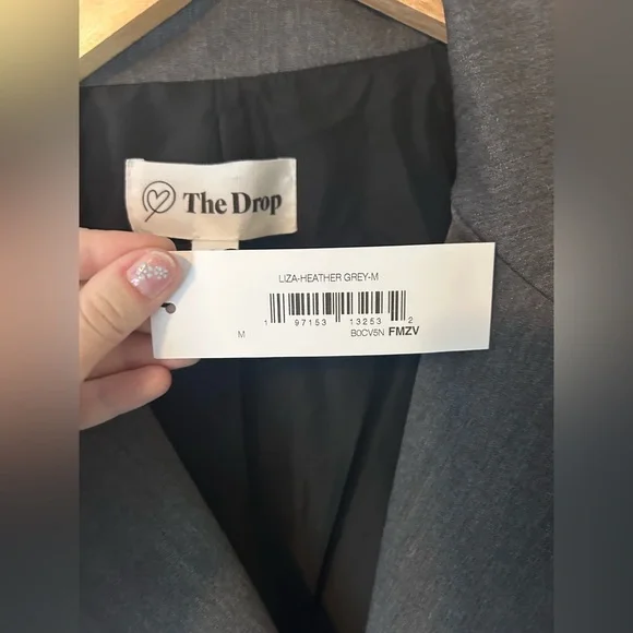 NWT The Drop Liza Relaxed Double Breasted Blazer, Heather Grey, Size M Chic - Picture 4 of 10